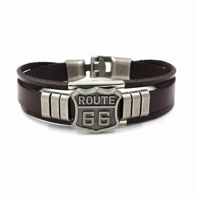 Wholesale Route 66 bracelet men's punk multi-layer bracelet