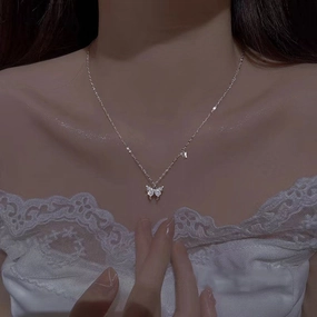 Wholesale S925 Sterling Silver Butterfly Necklaces