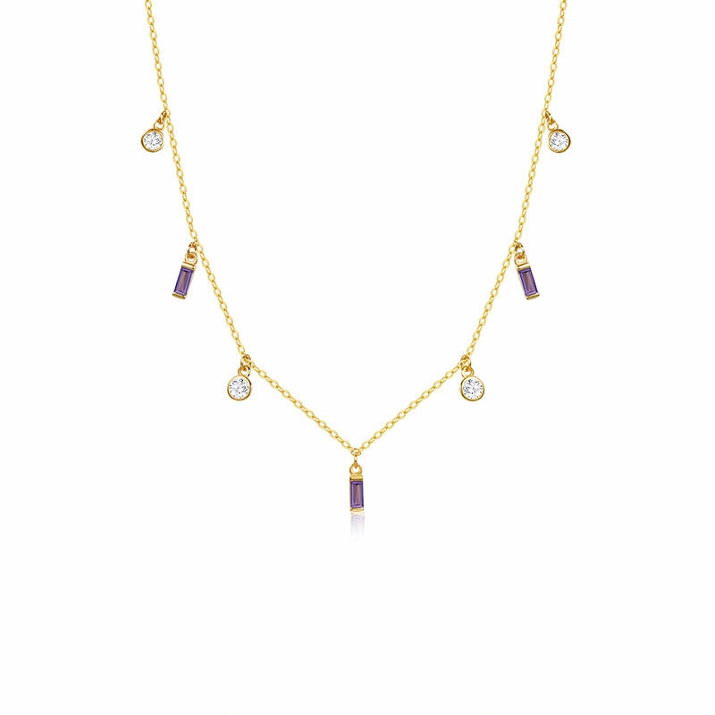 Wholesale S925 Sterling Silver Geometric Small Cube Zircon Necklaces