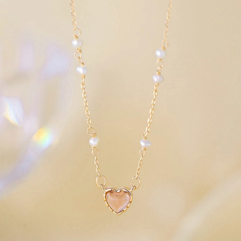 Wholesale s925 Sterling Silver Heart Pearl Necklaces