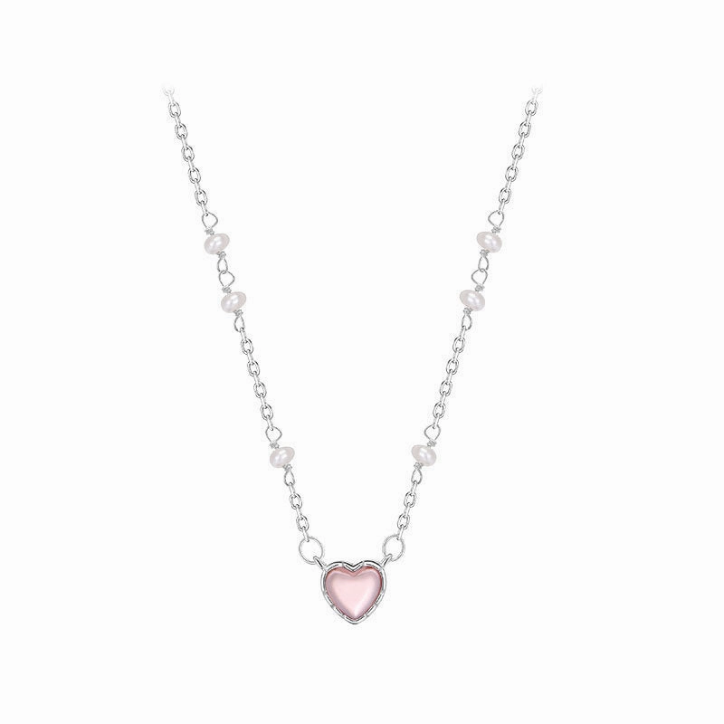 Wholesale s925 Sterling Silver Heart Pearl Necklaces