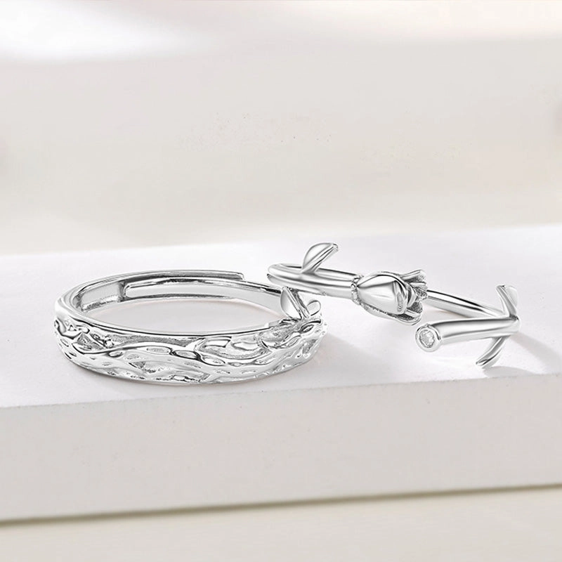 Wholesale S925 Sterling Silver Little Prince and Rose Couple Rings OLY-RS-YY001