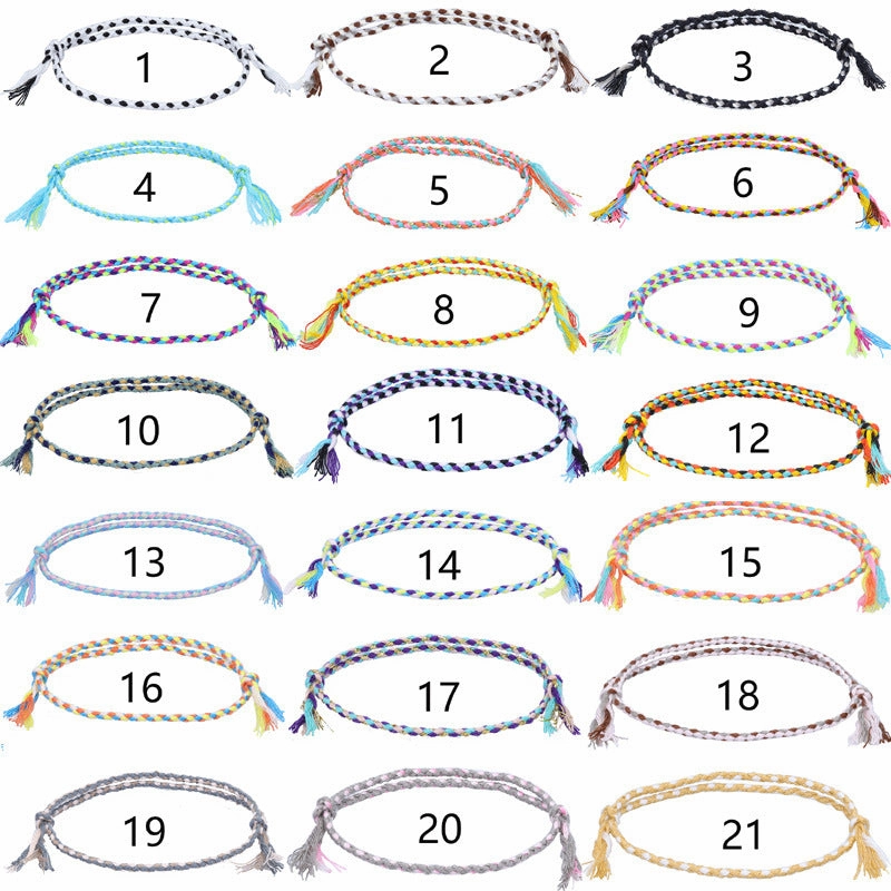 Wholesale Safety Buckle Four Strands Color Hand Woven Polyester Cotton Bracelet