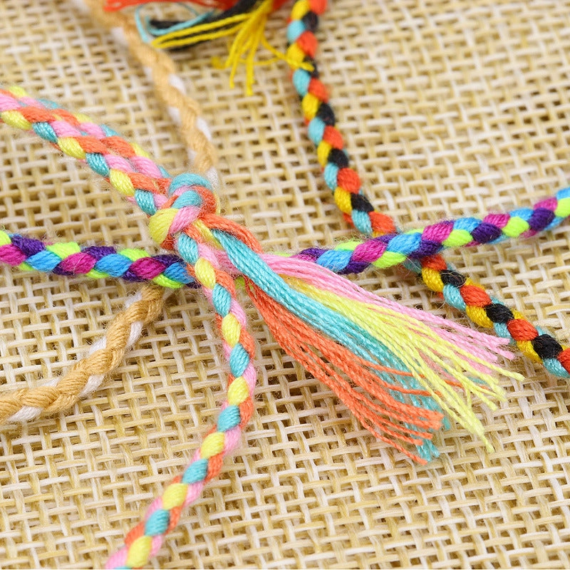 Wholesale Safety Buckle Four Strands Color Hand Woven Polyester Cotton Bracelet