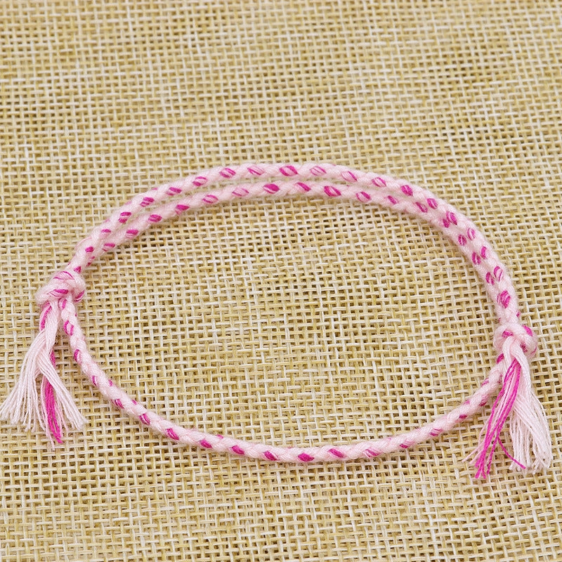 Wholesale Safety Buckle Four Strands Color Hand Woven Polyester Cotton Bracelet