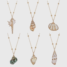 Wholesale Seashell Gold Plated Pendant Alloy Necklaces