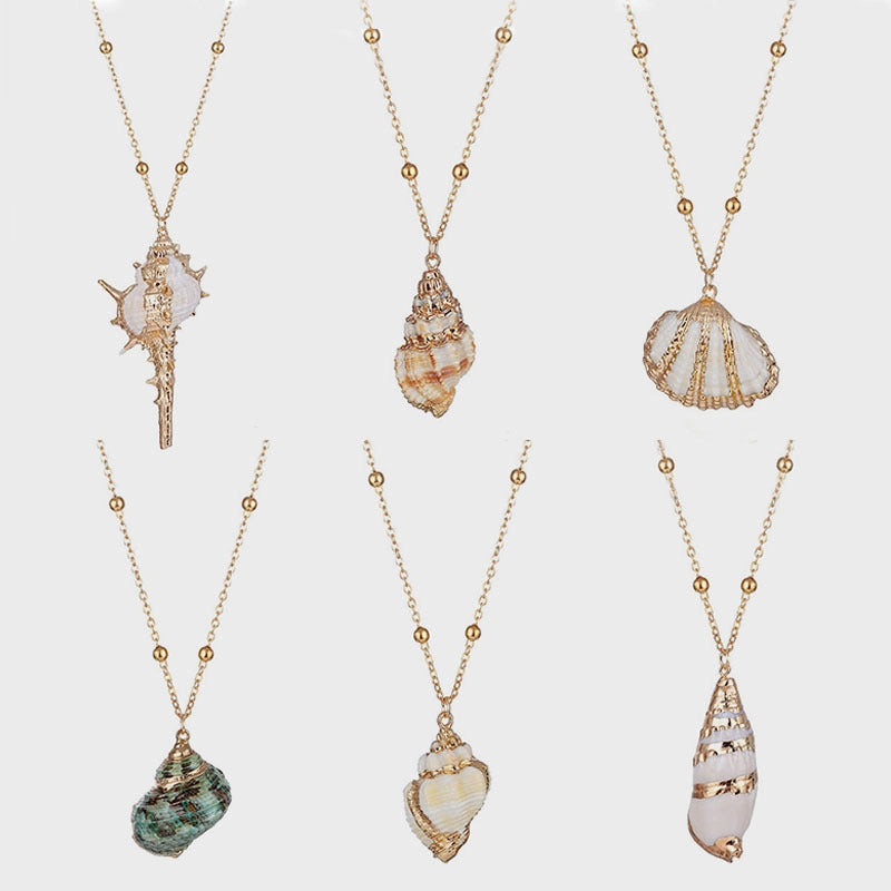 Wholesale Seashell Gold Plated Pendant Alloy Necklaces