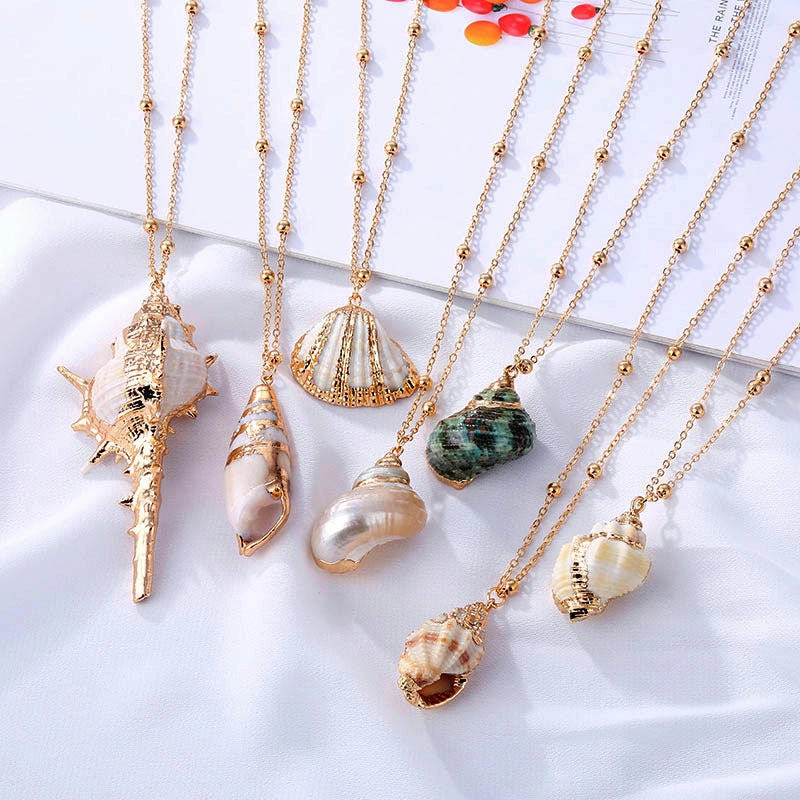 Wholesale Seashell Gold Plated Pendant Alloy Necklaces
