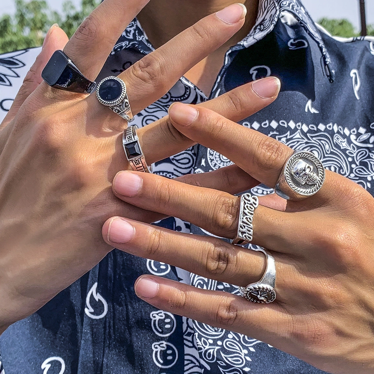 Wholesale Set of 6 Men's Alloy Rings