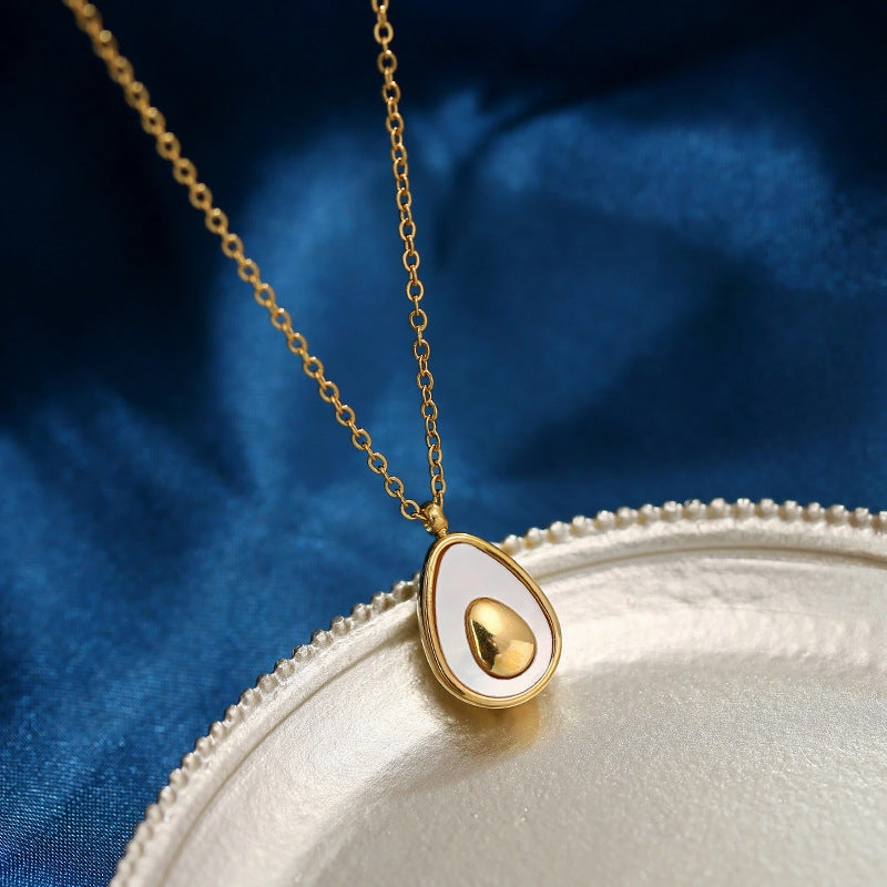 Wholesale Shell Avocado Titanium Steel Necklace Clavicle Chain