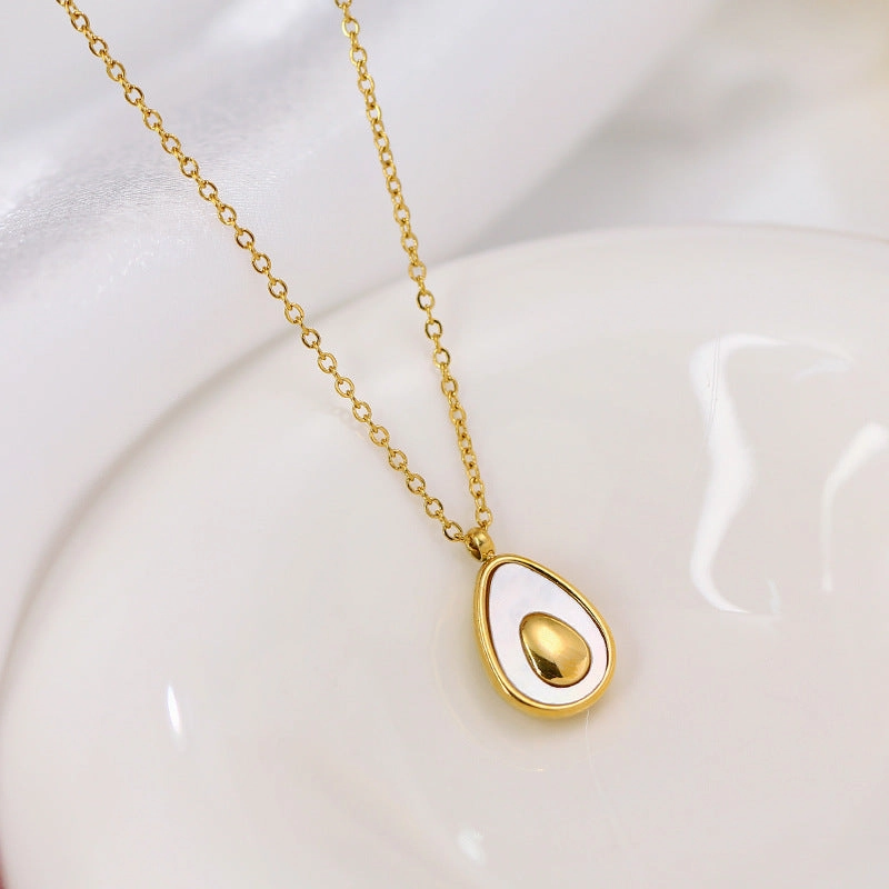 Wholesale Shell Avocado Titanium Steel Necklace Clavicle Chain