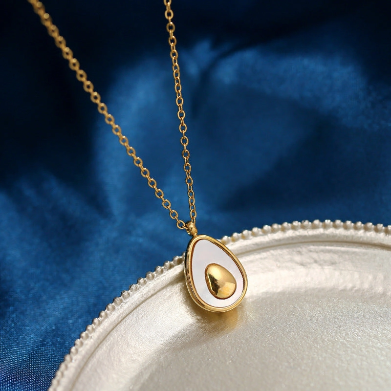 Wholesale Shell Avocado Titanium Steel Necklace Clavicle Chain