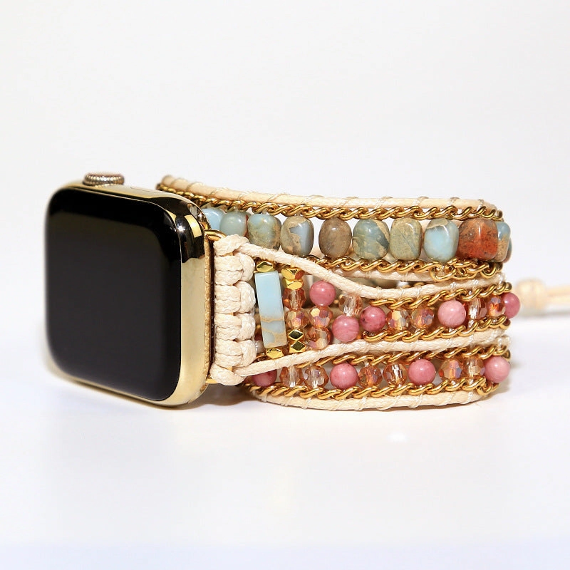 Wholesale Shoushan Stone Mixed Multi-layer Vintage Chain Resin Woven Bracelet