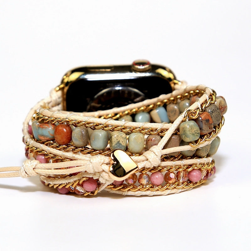 Wholesale Shoushan Stone Mixed Multi-layer Vintage Chain Resin Woven Bracelet