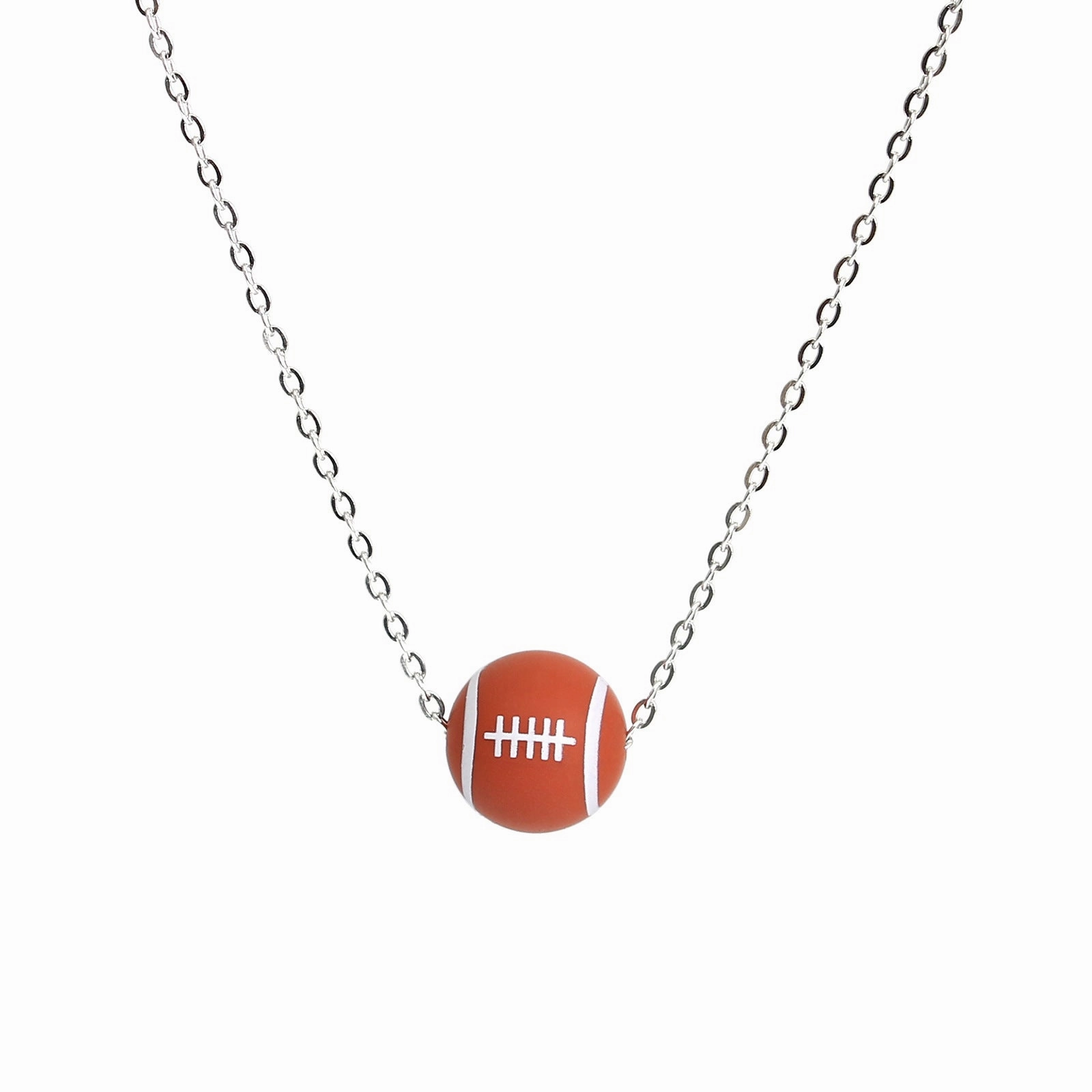 Wholesale Silicone Basketball Pendant Stainless Steel Necklaces
