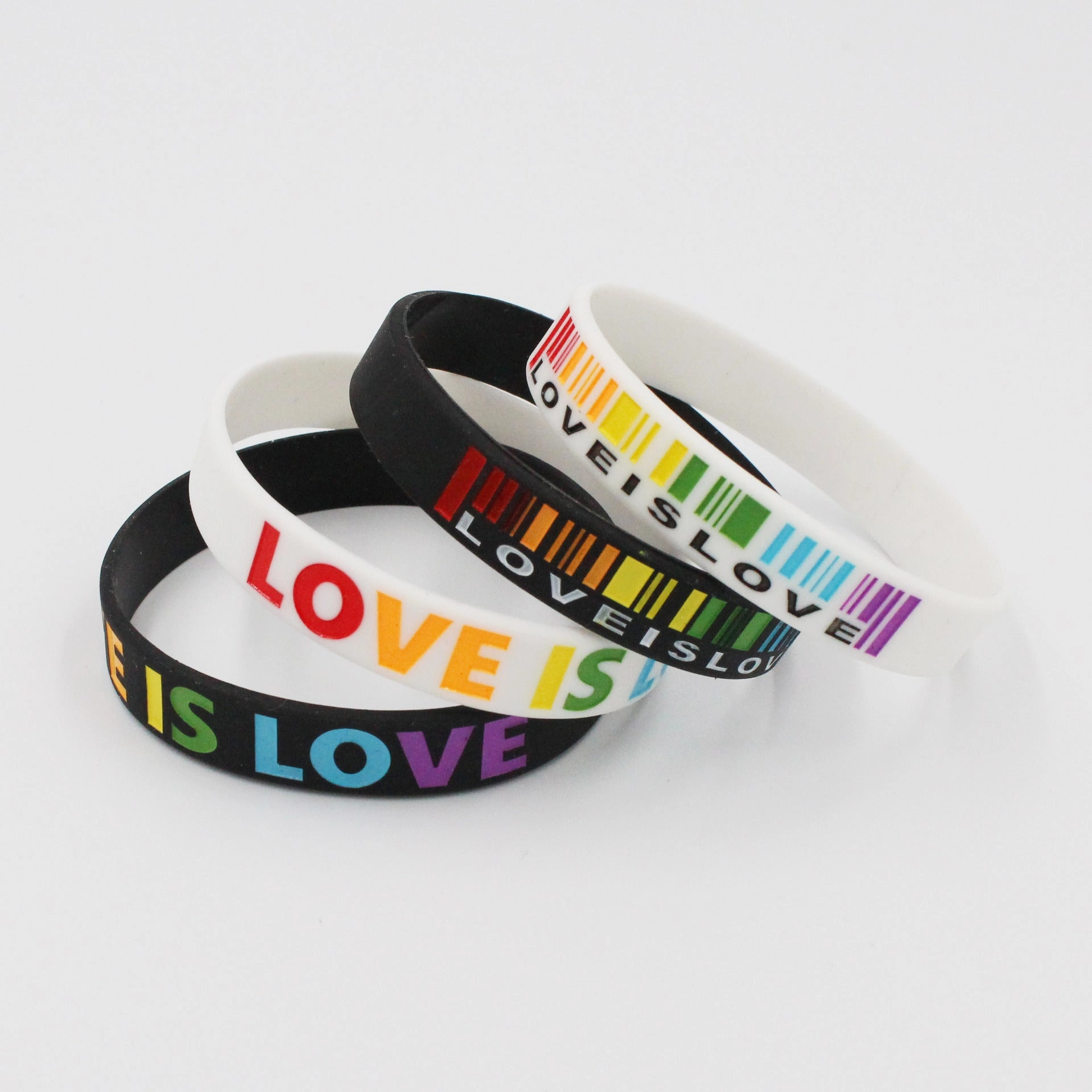 Wholesale Silicone Rainbow Colors Love Is Love Couples Bracelet