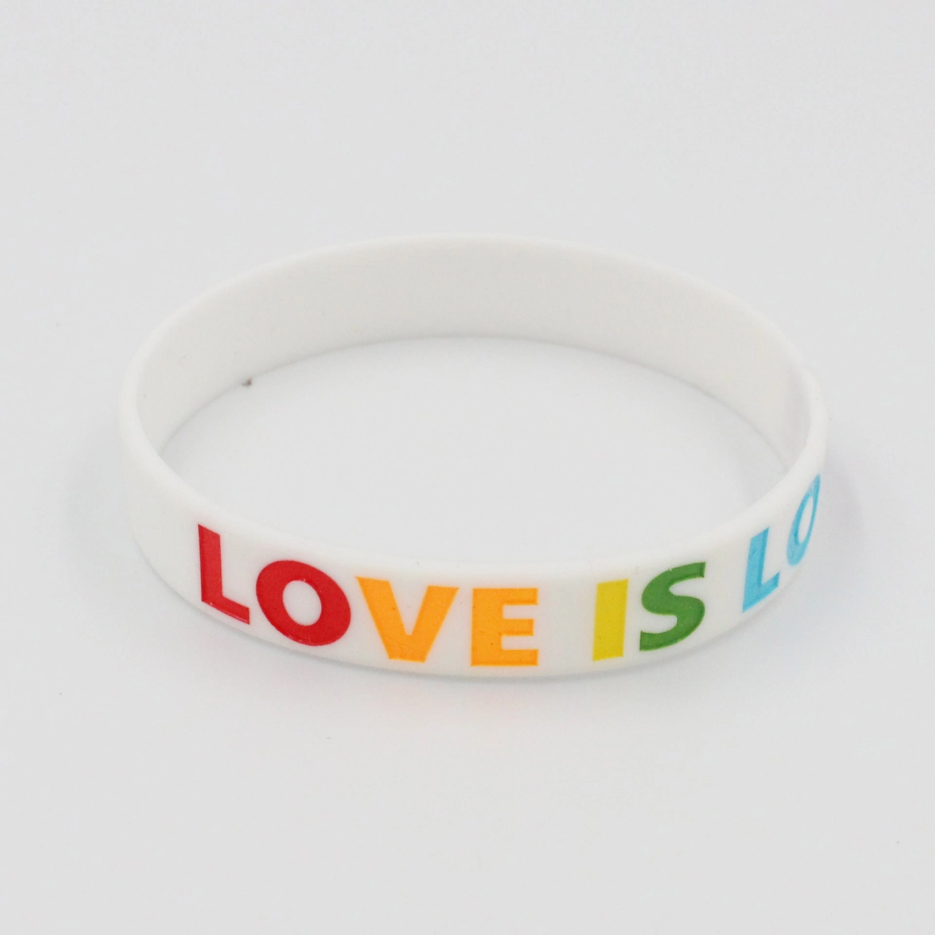 Wholesale Silicone Rainbow Colors Love Is Love Couples Bracelet