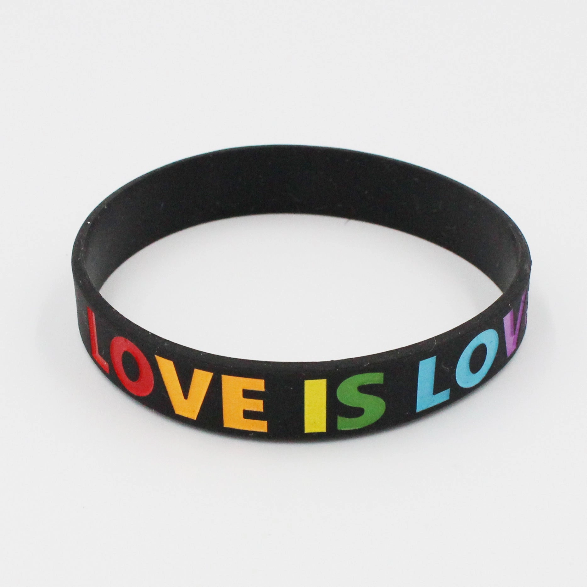 Wholesale Silicone Rainbow Colors Love Is Love Couples Bracelet