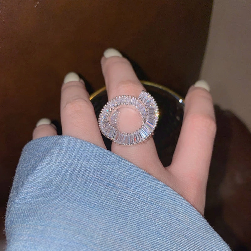 Wholesale Silver Plated Inlaid Overturning Stone Metal Rings