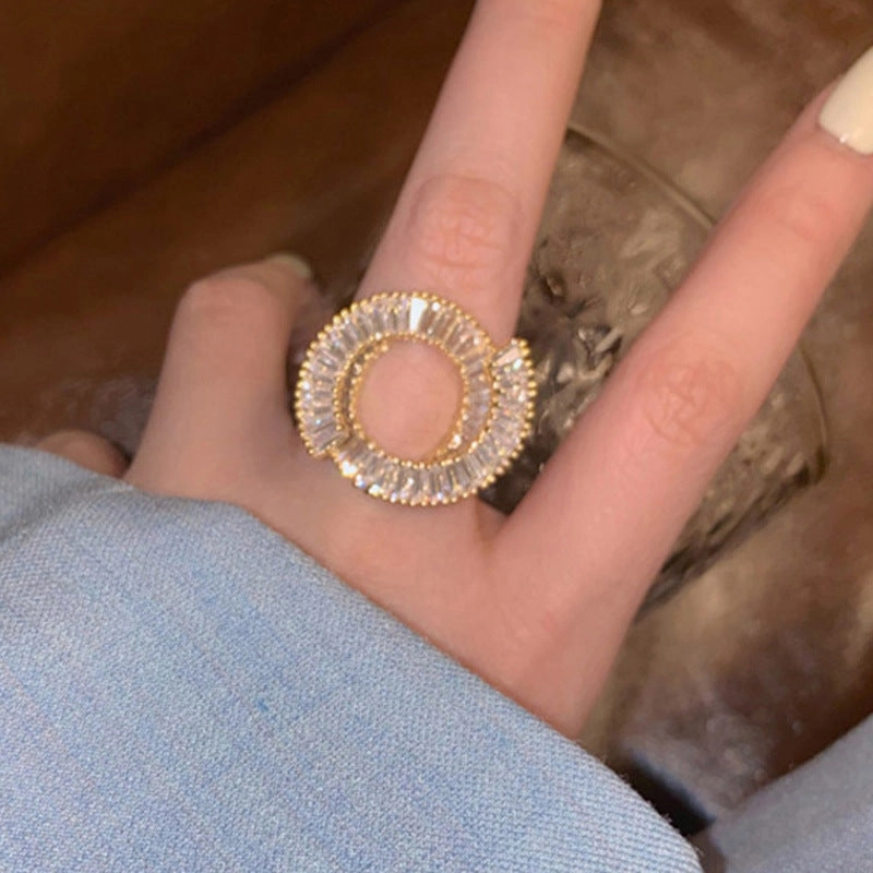 Wholesale Silver Plated Inlaid Overturning Stone Metal Rings