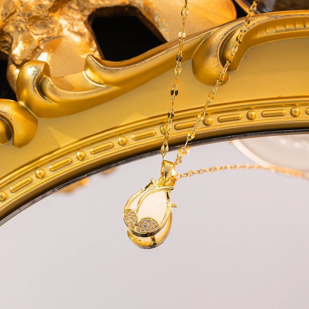 Wholesale Simple and Color Preserving Titanium Steel Women's Versatile Niche High End Exquisite Light Luxury Versatile Simple Necklace