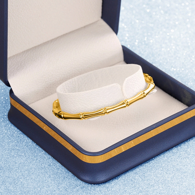 Wholesale Simple and Elegant Style Gold Bamboo Solid Stainless Steel Bracelet