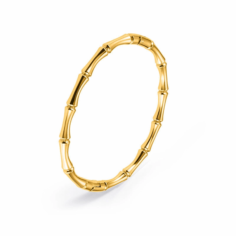 Wholesale Simple and Elegant Style Gold Bamboo Solid Stainless Steel Bracelet