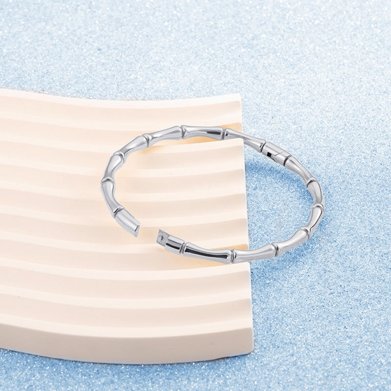 Wholesale Simple and Elegant Style Gold Bamboo Solid Stainless Steel Bracelet