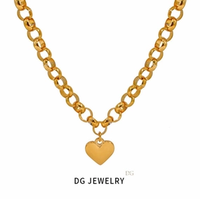 Wholesale Simple and Versatile Smooth Love Pendant Titanium Steel Necklace Set