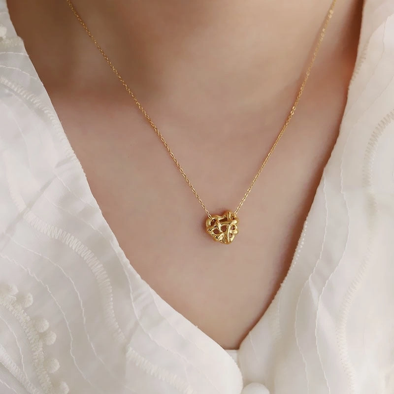 Wholesale Simple Braided Heart Titanium Steel Necklace