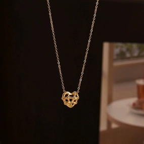 Wholesale Simple Braided Heart Titanium Steel Necklace