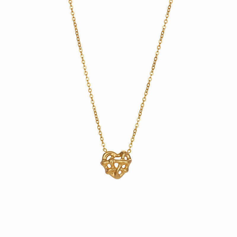 Wholesale Simple Braided Heart Titanium Steel Necklace