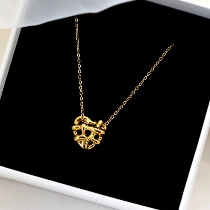Wholesale Simple Braided Heart Titanium Steel Necklace