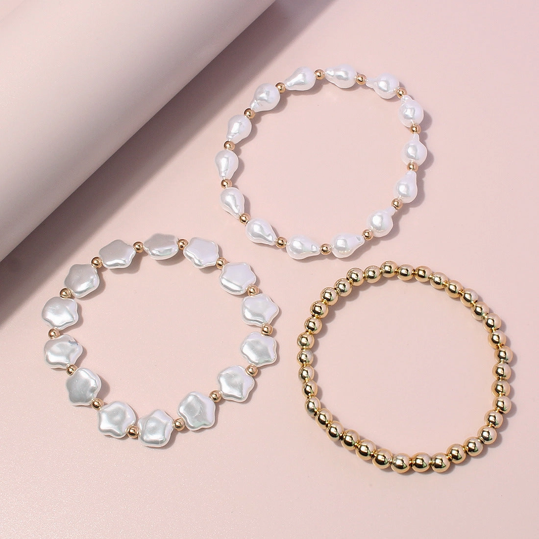 Wholesale simple cold style multi-layer special-shaped pearl bracelet
