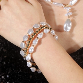 Wholesale simple cold style multi-layer special-shaped pearl bracelet
