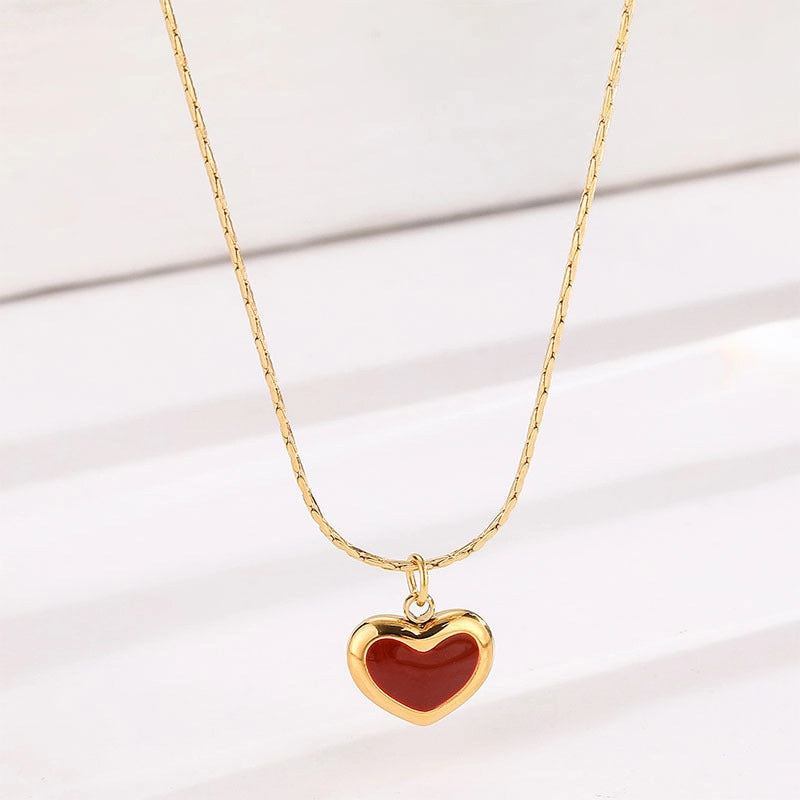Wholesale Simple French Heart Titanium Steel Necklace