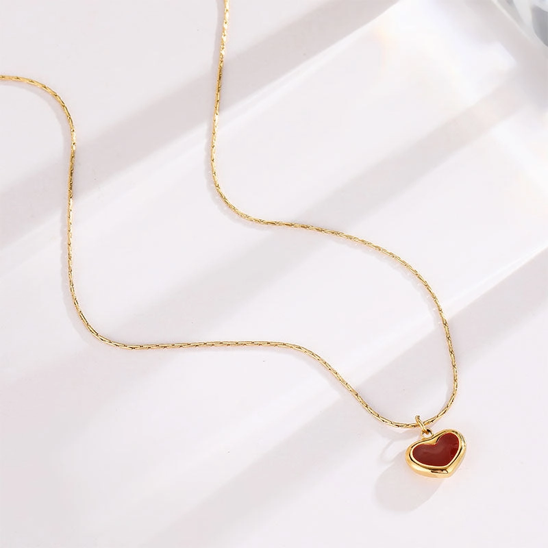Wholesale Simple French Heart Titanium Steel Necklace
