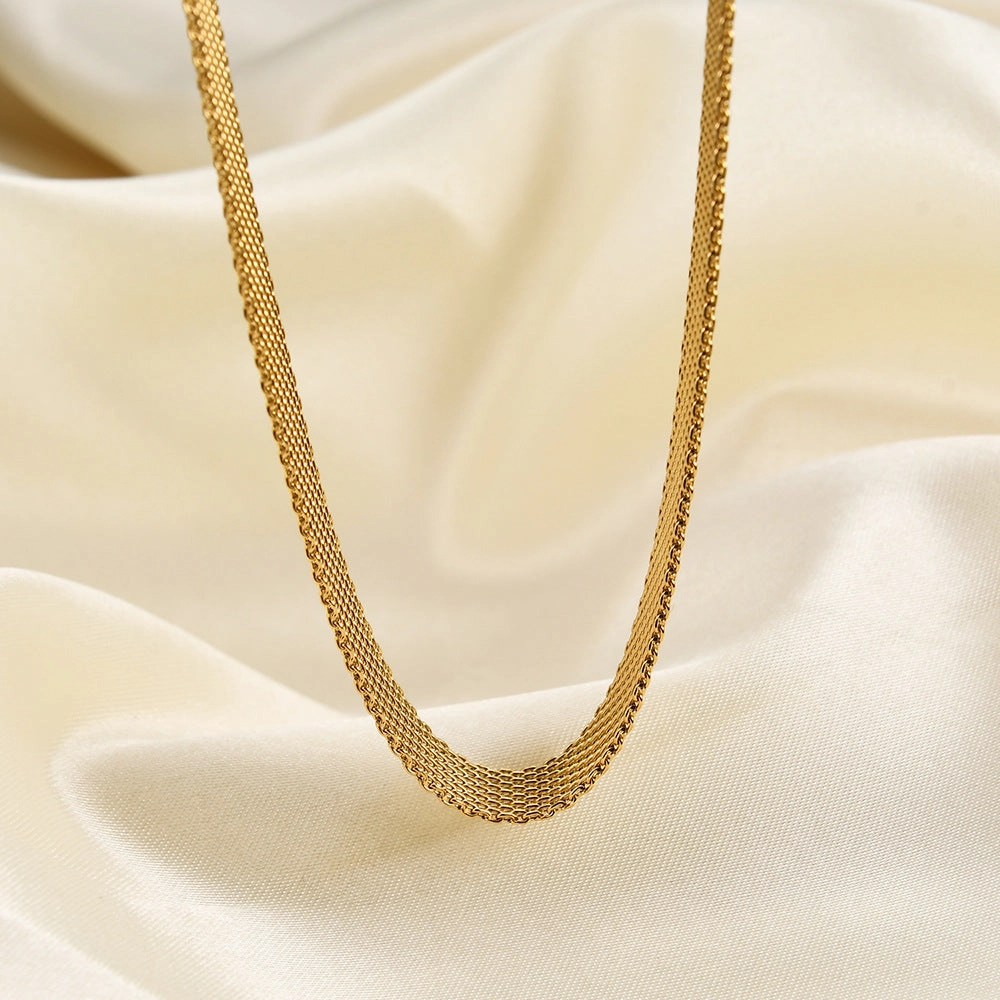 Wholesale simple hollow wide metal 8MM necklace female Choker necklace clavicle chain titanium steel necklace collar female