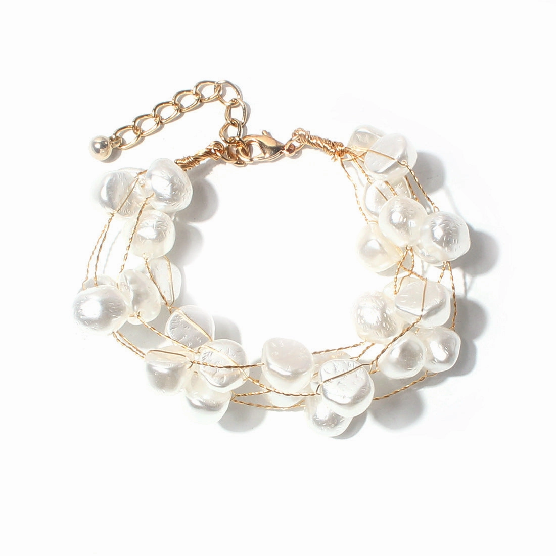 Wholesale simple retro pearl multi-layer temperament sweet wind gold bracelet