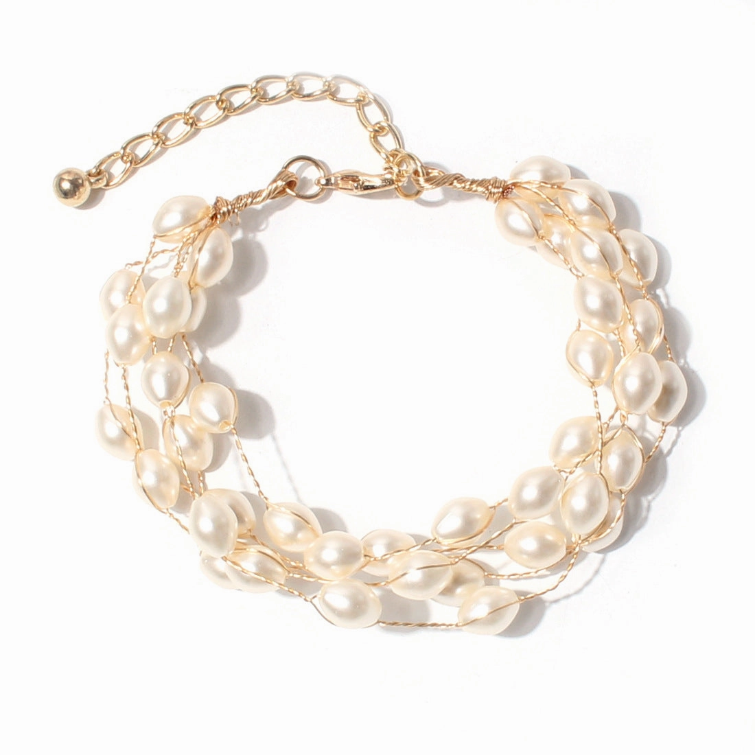 Wholesale simple retro pearl multi-layer temperament sweet wind gold bracelet