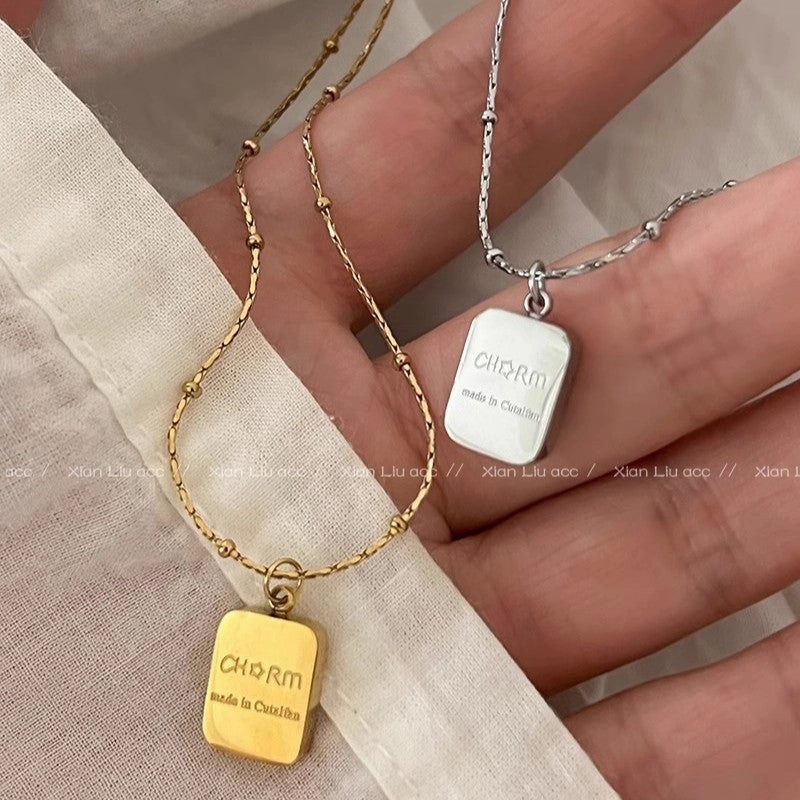 Wholesale Simple square letter titanium steel necklace