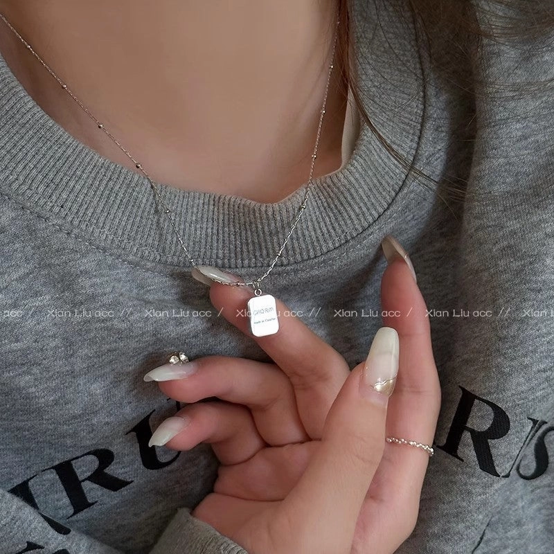 Wholesale Simple square letter titanium steel necklace
