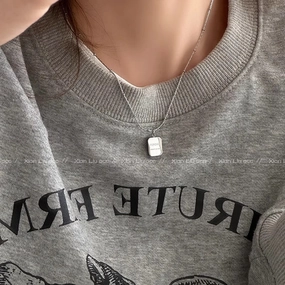 Wholesale Simple square letter titanium steel necklace