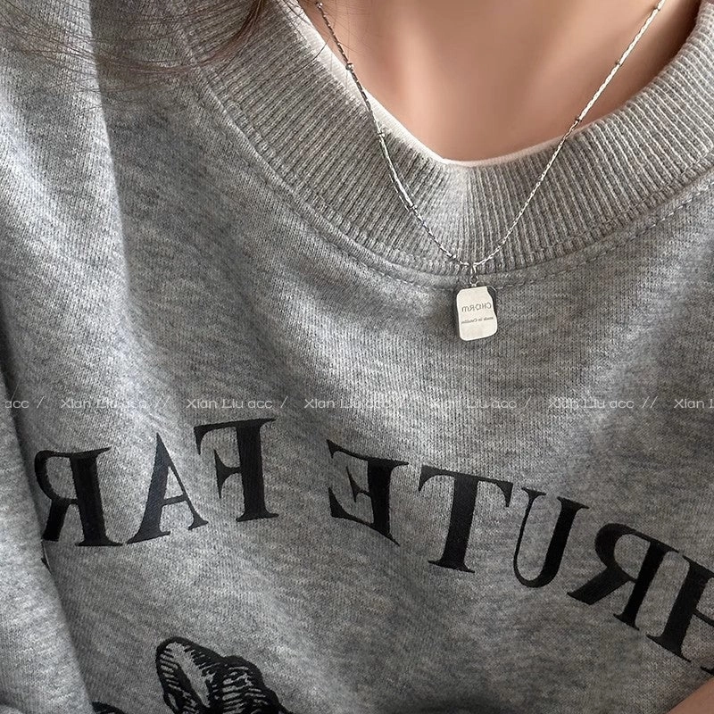 Wholesale Simple square letter titanium steel necklace