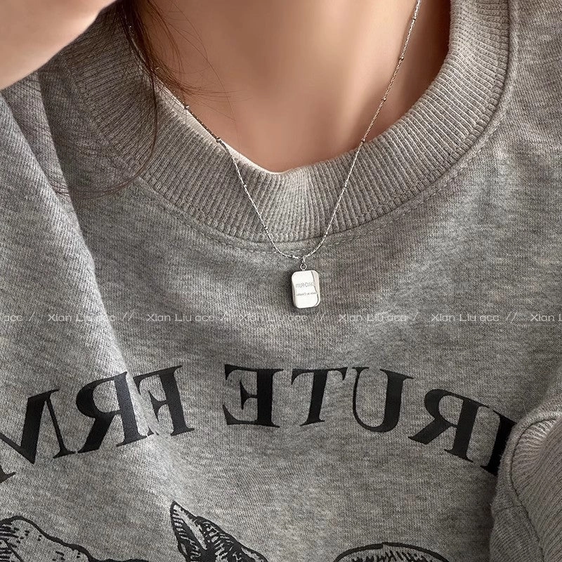 Wholesale Simple square letter titanium steel necklace
