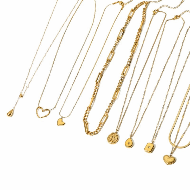 Wholesale Simple Style Special-shaped Heart Drop Zircon Lava Necklaces