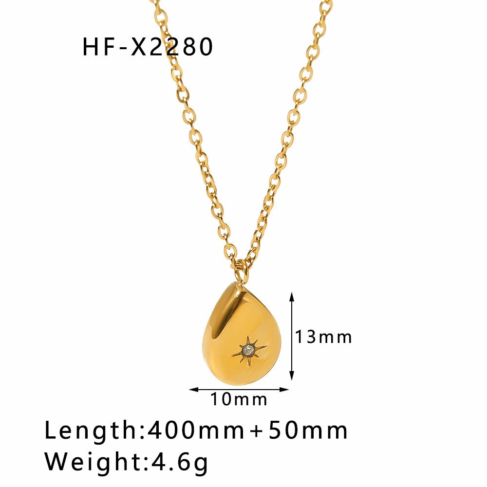Wholesale Simple Style Special-shaped Heart Drop Zircon Lava Necklaces
