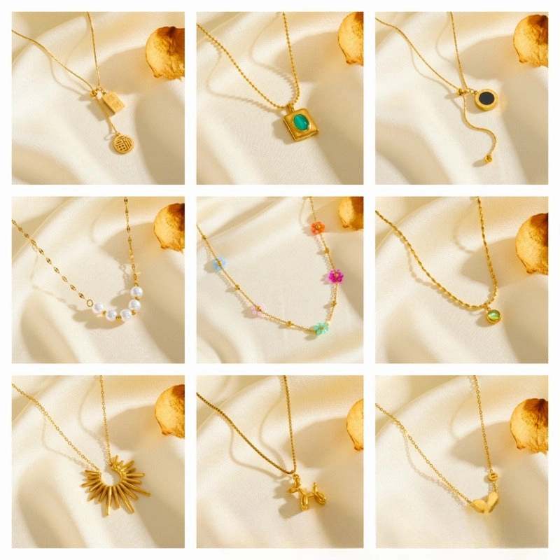 Wholesale Simple Titanium Steel Shell English Letters 18K Fashion Love Pendant Necklaces