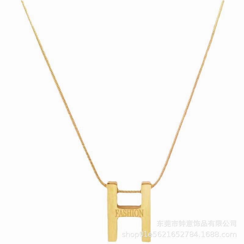 Wholesale Simple Titanium Steel Shell English Letters 18K Fashion Love Pendant Necklaces