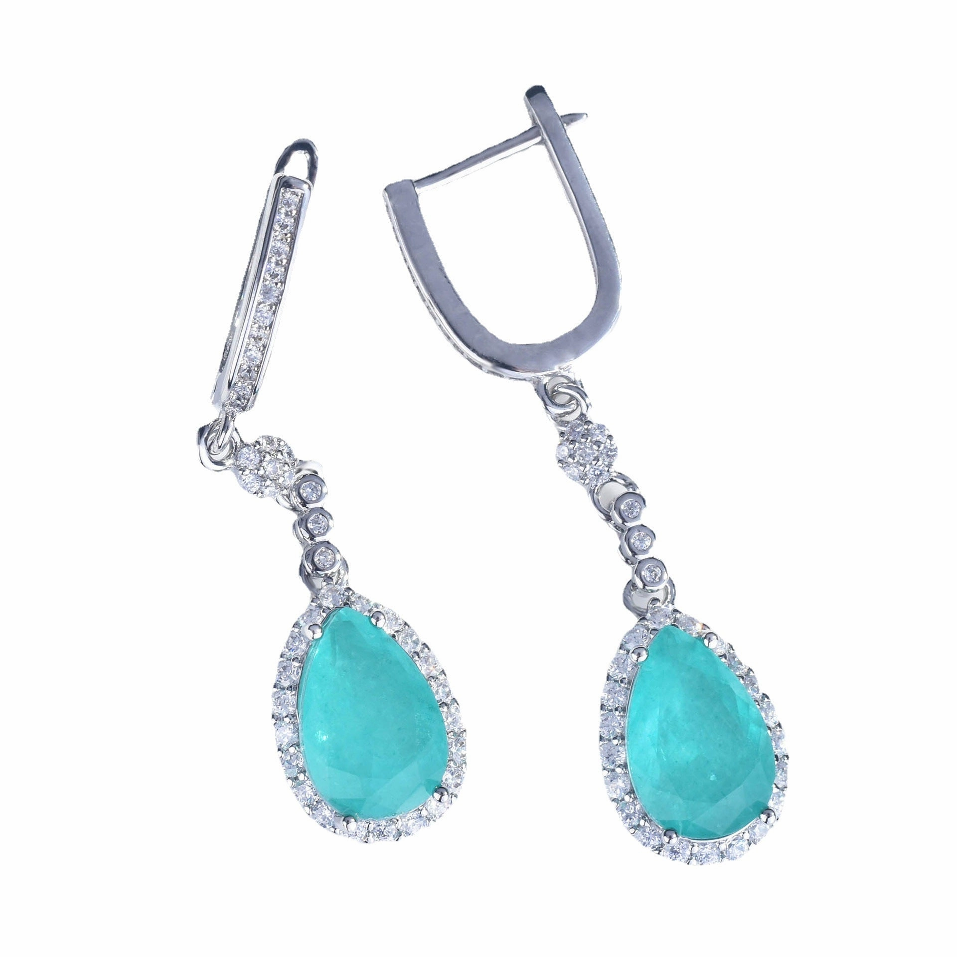 Wholesale Simulated Natural Paraiba Set Drop Shape Copper Ring Pendant Necklaces Earrings